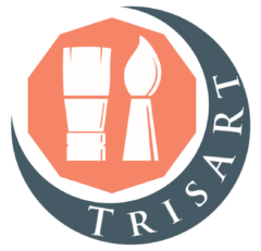 Trisart logo, vo farbách losovej a sive
